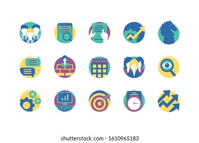Icon set design, Strategy management business workforce financial corporate investment success and technology theme Vector illustration