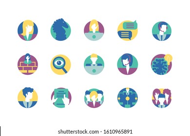 Icon set design, Strategy management business workforce financial corporate investment success and technology theme Vector illustration