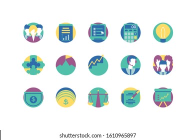 Icon set design, Strategy management business workforce financial corporate investment success and technology theme Vector illustration