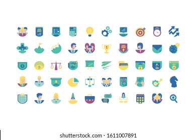 Icon set design, Strategy management business workforce financial corporate investment success and technology theme Vector illustration