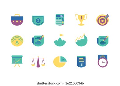Icon set design, Strategy management business workforce financial corporate investment success and technology theme Vector illustration