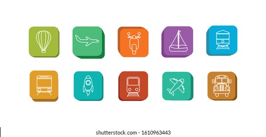 Icon set design, Transportation vehicles transport wheel speed traffic road and travel theme Vector illustration