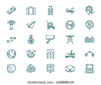 Icon set design, Travel airport trip tourism transport journey holiday vacation and destination theme Vector illustration