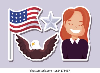 Icon set design, Usa happy presidents day elections united states america independence nation us country and national theme Vector illustration