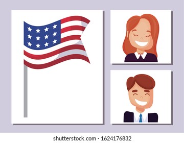 Icon set design, Usa happy presidents day elections united states america independence nation us country and national theme Vector illustration