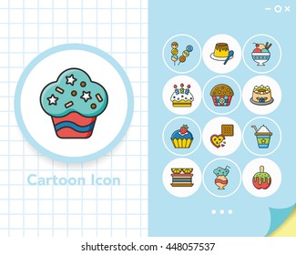 icon set dessert vector