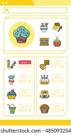 icon set dessert vector