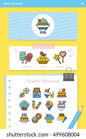 icon set dessert vector