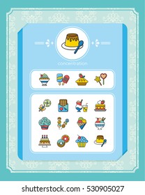 icon set dessert vector