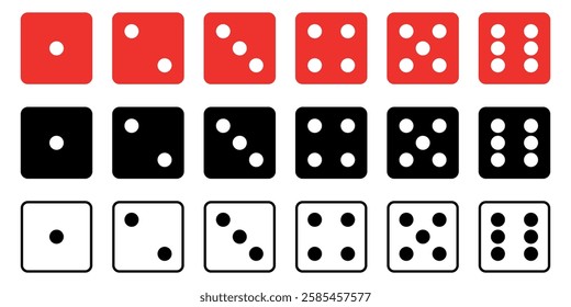  Icon Set of dice with six cube faces