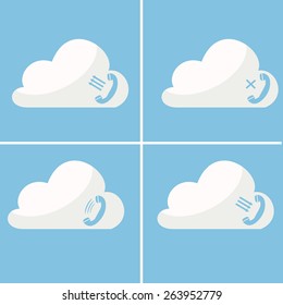 icon set different options for answering a call in the cloud on 