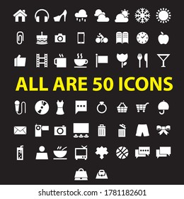 Icon set - Different symbols. all are 50 icons illustrator template. 