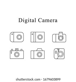 Icon set of digital camera vector on isolated white background. Flat illustration vector.