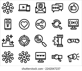 Icon set digital marketing, serach, email, advertisement, rank.