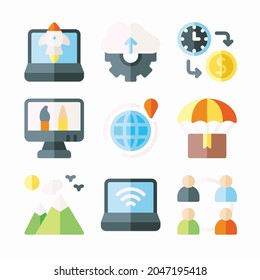Nombre digital de conjunto de iconos para diferentes temporadas Color