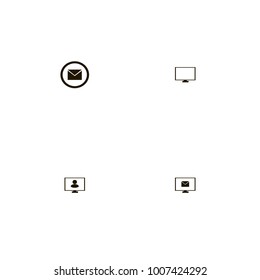 icon set Discussion with computer, letter, message and social