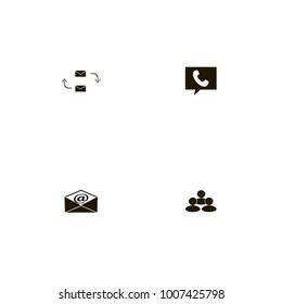 icon set Discussion with group, arrows, e-mail and mail