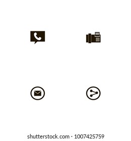 icon set Discussion with letter, envelope, share symbol and handset