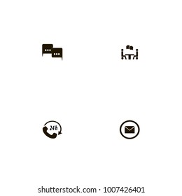 icon set Discussion with phone call, envelope, square and letter