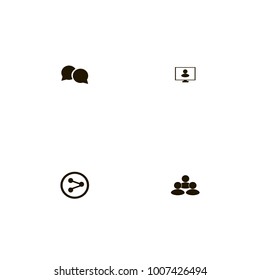 icon set Discussion with round speech bubbles, social, share symbol and group