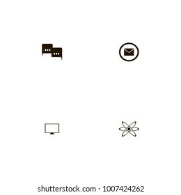 icon set Discussion with square, speech bubbles, computer and letter
