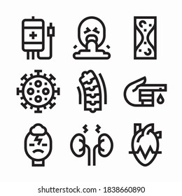 Línea de conjunto de iconos de enfermedades para diferentes temporadas