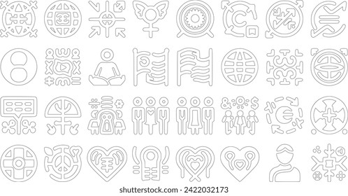 Icon set for diversity. containing symbols for human rights, diversity, tolerance, equality, culture, languages, and ethnicity. excellent assortment of icons. Vector-based artwork.