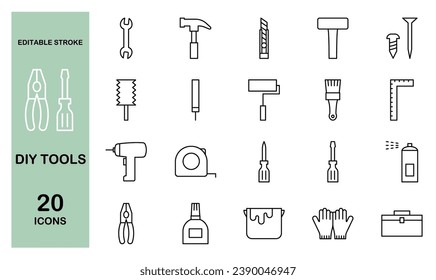 Icon set of DIY tools