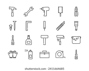 Icon set of DIY tools, vector illustration 