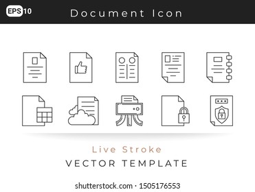 Icon Set Document For Website, Infographic Element. Vector Illustration