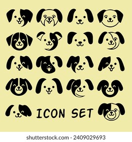 Icon set of Dog head, vector design of dog icon