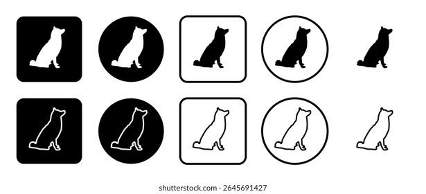 Icon set of dog symbol. Filled, outline, black and white icons set, flat style.  Vector illustration on white background