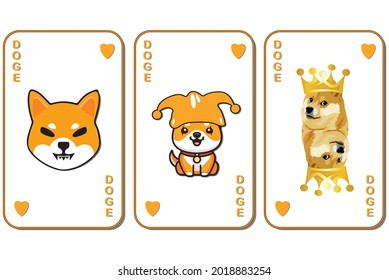 Icon set doge meme crypto, dogecoin, shiba inu and baby doge card, for web, banner, poster, etc. vector eps10