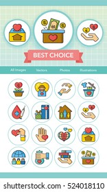 icon set donate vector