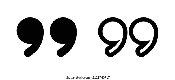 Icon set of double quotation marks. Quotation mark icons. Vectors.