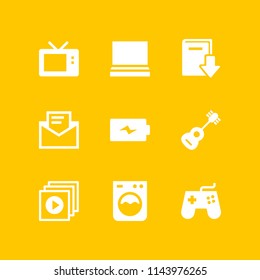 icon set with download book, television and laptop vector icons for web and graphic design