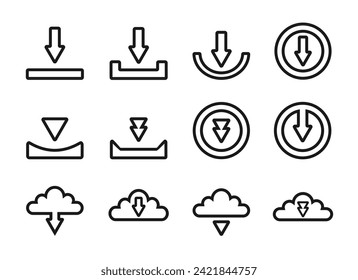 botón de descarga de conjunto de iconos, diseño sencillo para necesidades gráficas, eps 10.