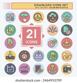 Icon Set Download. related to Button symbol. flat style. simple design illustration