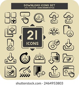 Icon Set Download. related to Button symbol. hand drawn style. simple design illustration