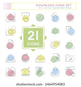 Icon Set Download. related to Button symbol. Color Spot Style. simple design illustration