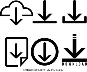 icon set of download symbol