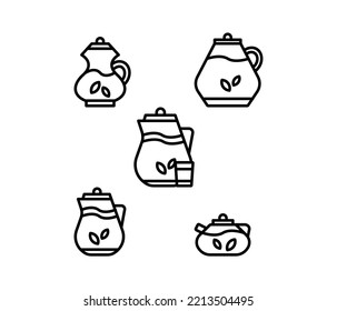 Icon Set Drink, Beverage, Coffee, Cup, Boba, Cola, Tea. Editable file and color.