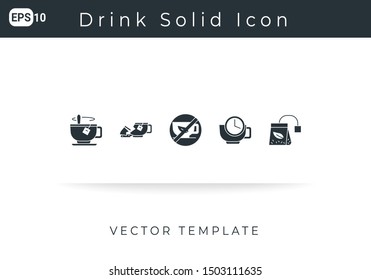 Icon Set Drink Solid For Website, Infographic Element. Vector Illustration