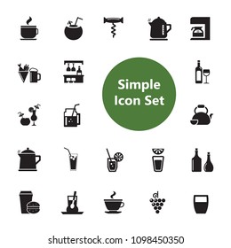 Icon set of drinks. Restaurant and bar menu, coffee shop, alcohol and hot drinks. Beverage concept. For topics like entertainment, leisure, gourmet