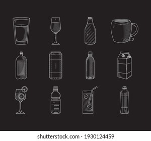icon set of drinks, vector illustration