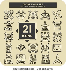 Icon Set Drone. related to Technology symbol. hand drawn style. simple design illustration