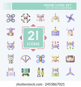 Icon Set Drone. related to Technology symbol. flat style. simple design illustration