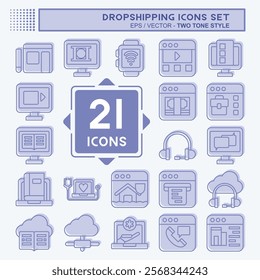 Icon Set Dropshipping. related to Education symbol. two tone style. design editable