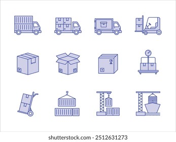 Icon Set Duotone Color of Logistics Related Vector Contains such Icons as Truck, Shipping, Express Delivery, and More
