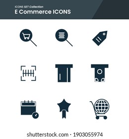 icon set of e commerce shopping bag, star seller, scan code and many more. with solid style vector. suitable use for web app and pattern design.